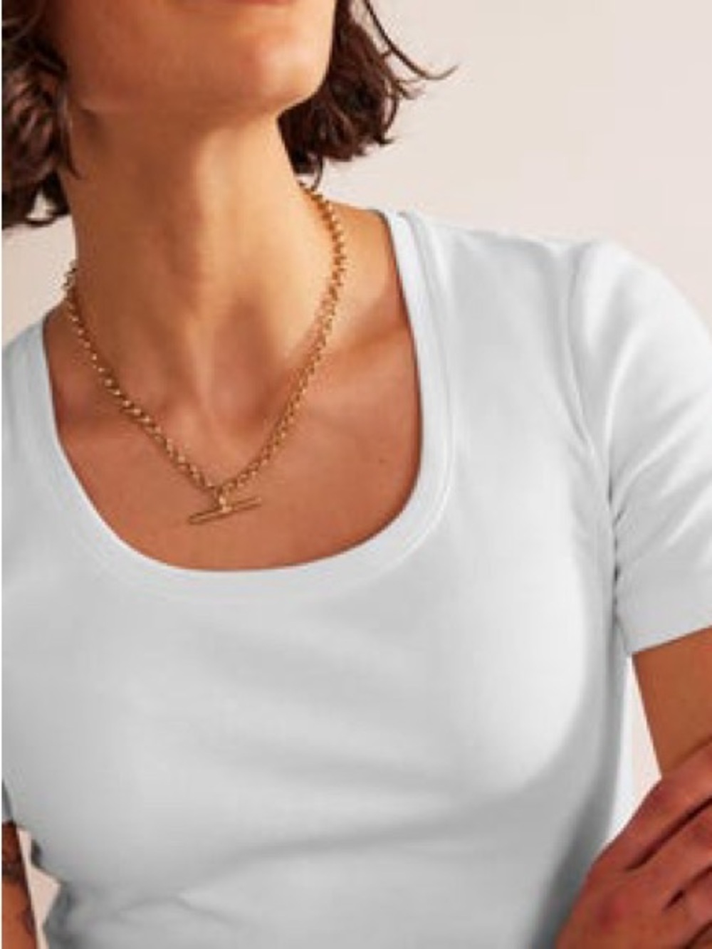 Boden essential scoop neck jersey t shirt in white size 14